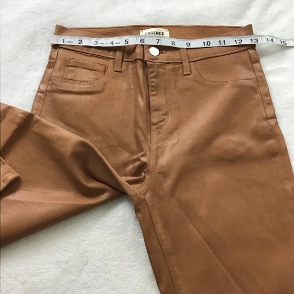 L'AGENCE Margot Java Coated High Rise Skinny Jeans Brown Size 25 - Picture 5 of 12